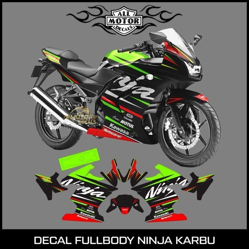 Decal Stiker FullBody Ninja 250 Karbu Custom Grafis Ninja / Striping Motor Ninja Karbu / Sticker Nin