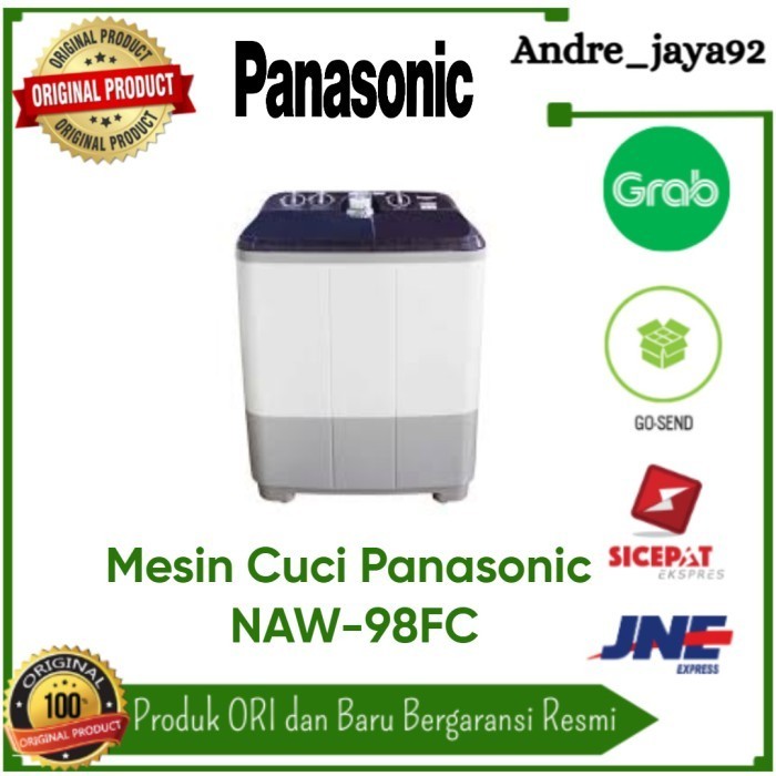 Mesin Cuci 2 tabung 9,5 kg panasonic NAW-98FCV1