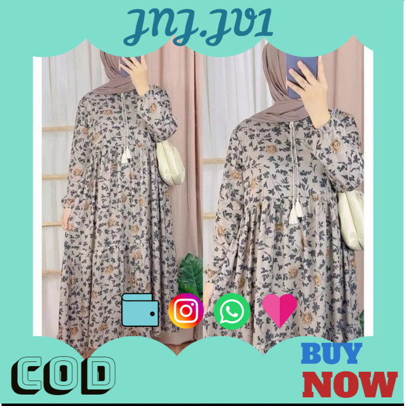 5.5 BIG SALE Kolinda Midi Dress / Midi Dress Jumbo Kekinian / Gamis Rayon Kekinian