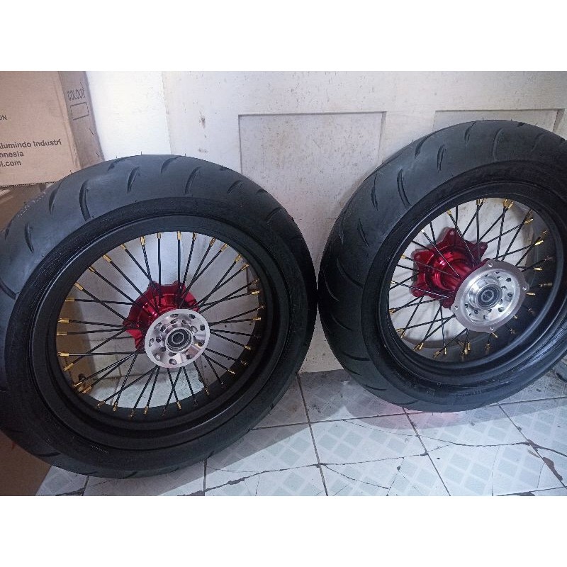SEPAKET VELG SUPERMOTO SUPER MOTO KLX 150 D-TRACKER CRF 150 CRF150 L CRF150L WR Yamaha RING 14 PLUS 