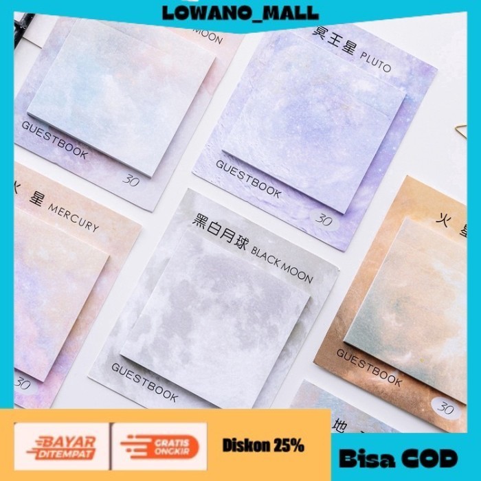 

[[LOWANOMALL6]] TERLARIS Sticky Notes Rainbow Aesthetic Macaron Galaxy Notepad MARS COD