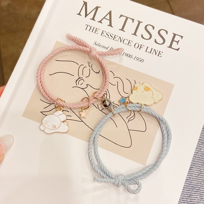 GELANG COUPLE MAGNET KELINCI BERUANG / GELANG PERSAHABATAN ANAK LUCU