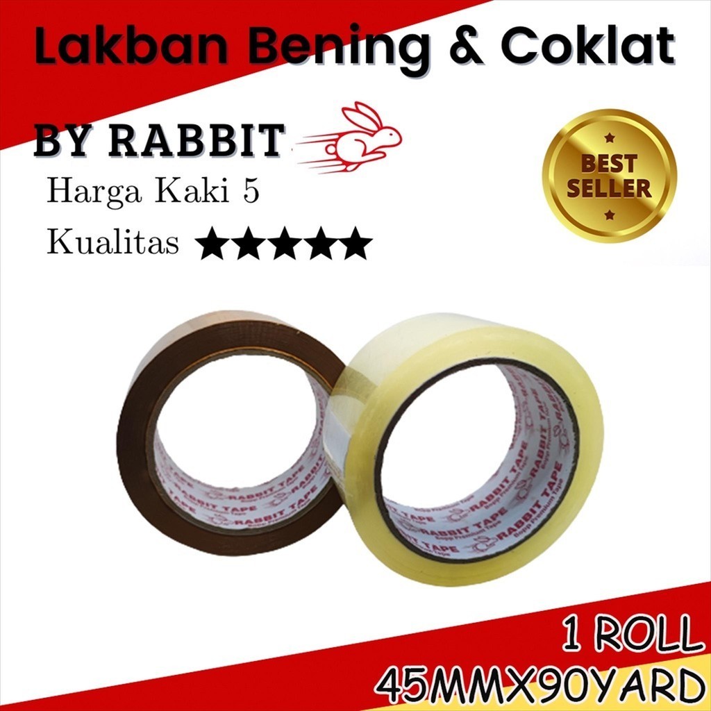 

CLAIYDREAM Lakban Bening / Coklat Rabbit Tape 2inch x 90 Yard