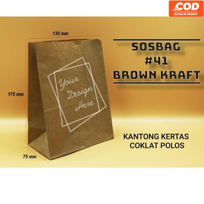 

Kantong kertas makanan kemasan paper bag brown kraft coklat paperbag fried chicken roti