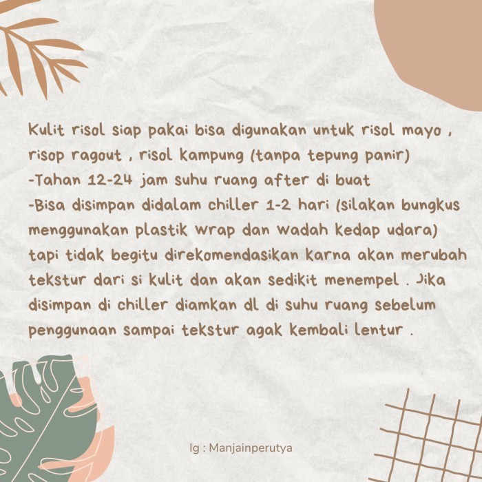 

Kulit Risoles Siap Pakai / 30 lembar