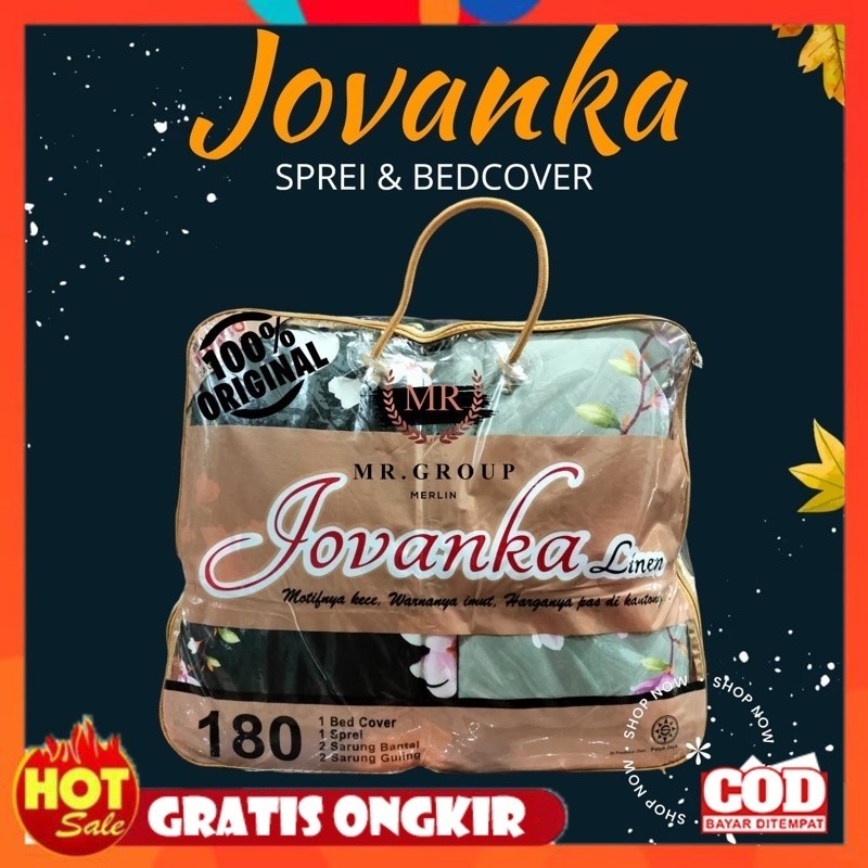 KAIN HALUS ADEM LEMBUT TEBAL / MR.GROUP - JOVANKA LINEN BEDCOVER DAN SPREI UK.180X200 (BONUS BANTAL 