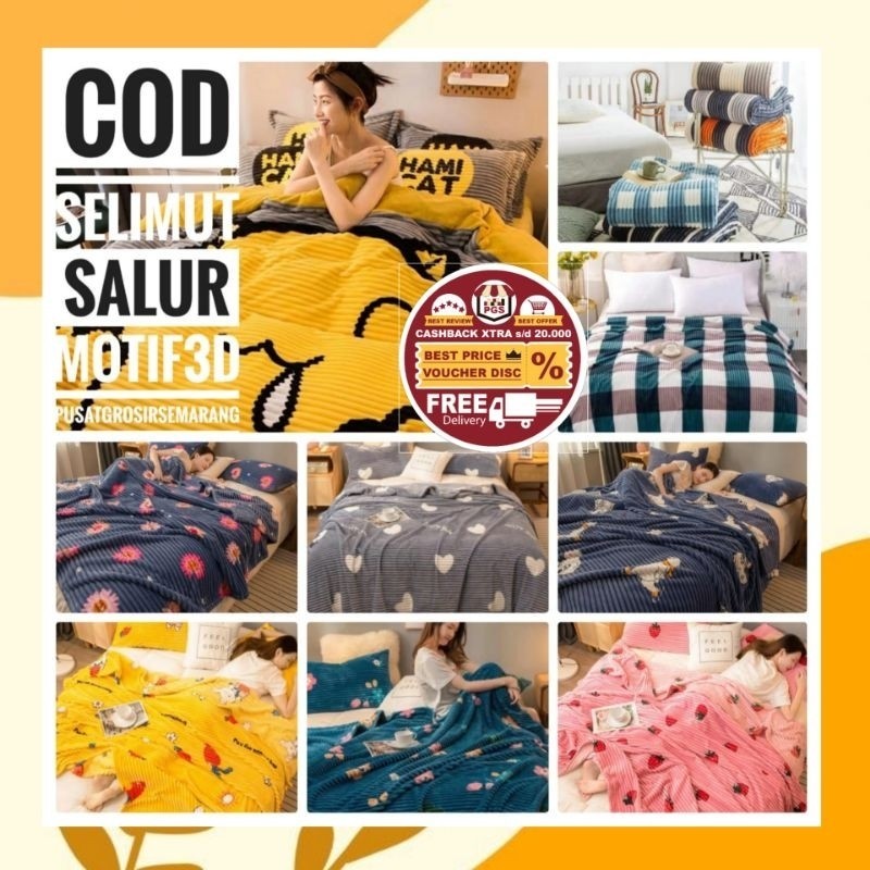 KAIN HALUS ADEM LEMBUT TEBAL / Selimut Dewasa SALUR MOTIF Anna Emboss 3D Dimensi uk 150x200 Selimut 
