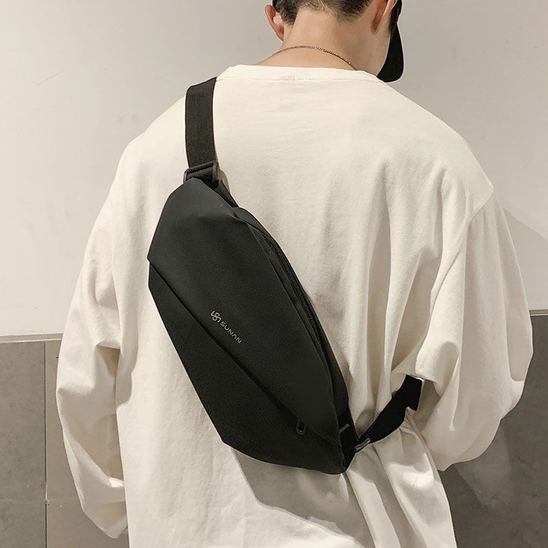 Tas Selempang Dada Jepang Pria Wanita Tas Bahu Sederhana Bahan Kanvas Tas Ransel Kecil untuk Pria da