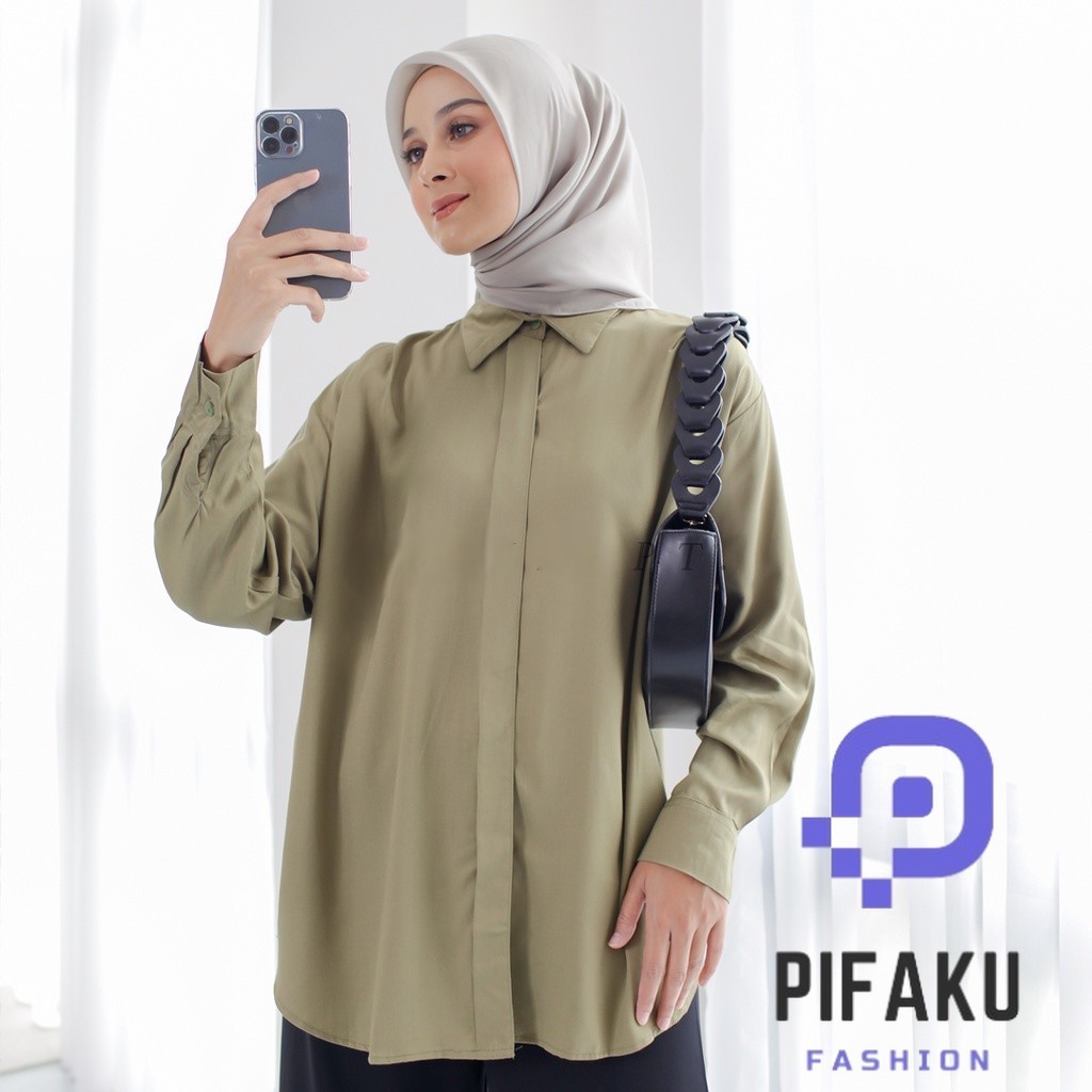 PIFAKU - FALEESHA SHIRT BLOUSE OVERSIZE ATASAN WANITA OUTFIT HIJAB -PN