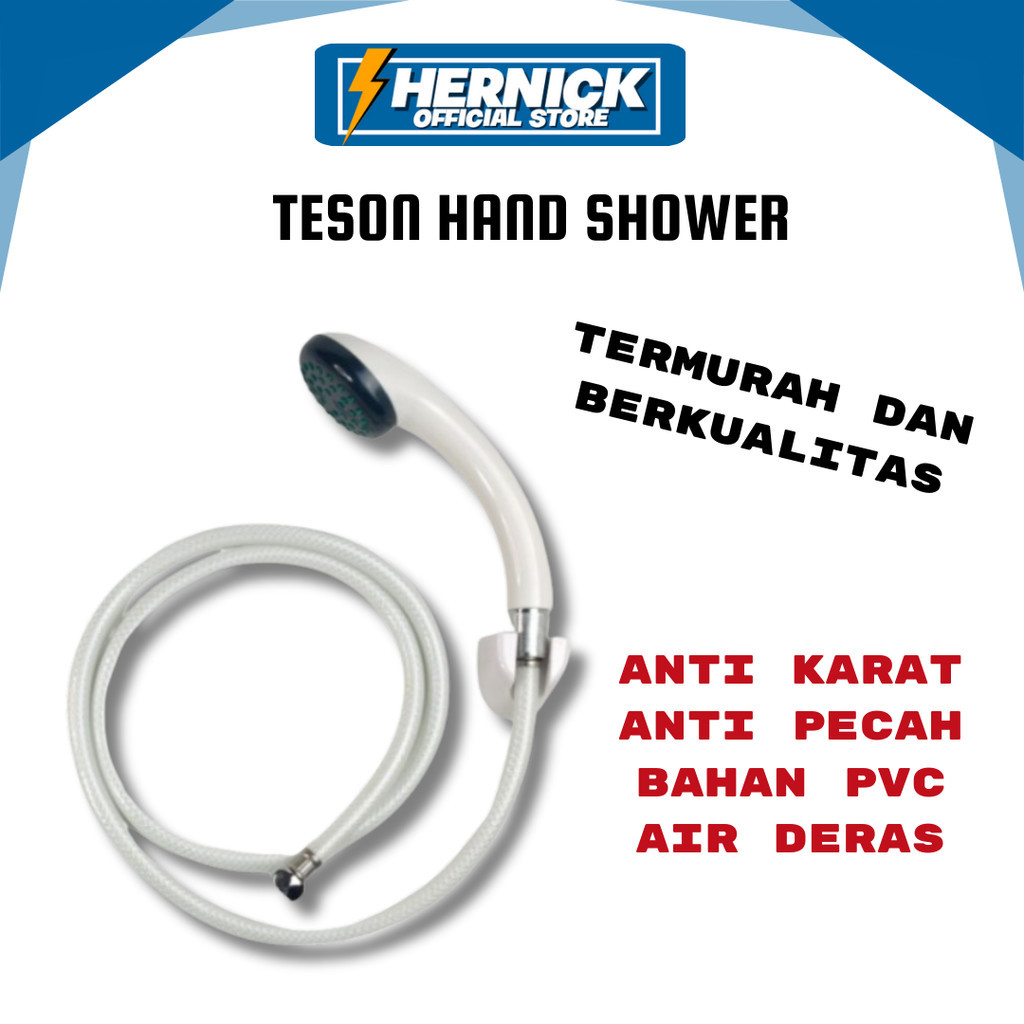 Hand shower mandi PVC putih plastik kualitas bagus kuat awet air deras / TESON HAND SHOWER / HERNICK