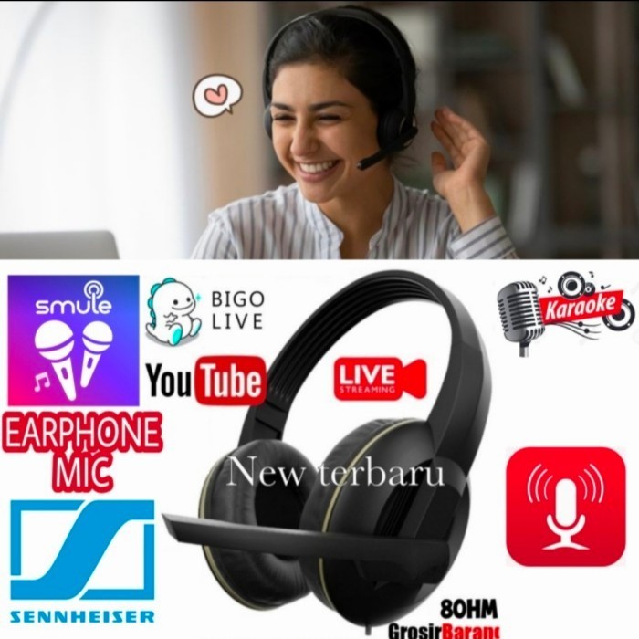 Earphone Mic Live Streaming Youtube Karaoke Smule Bigo NEW