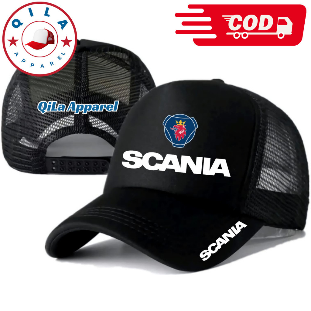 QiLa Apparel Topi Trucker SCANIA - Topi Distro SCANIA Logo - Topi SCANIA Premium - Topi Pria Dewasa 