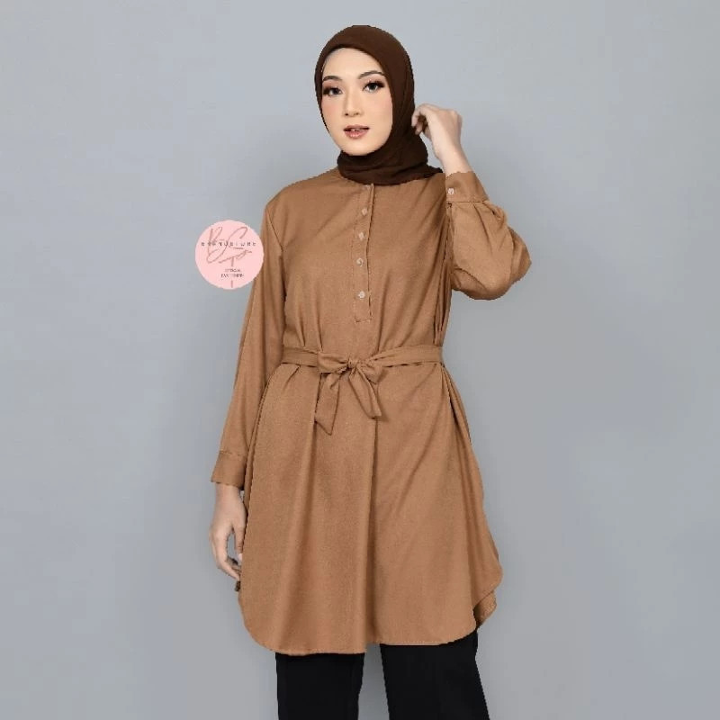 Zaskia Tunik Shakila Botega Atasan Blouse Wanita Polos Kasual