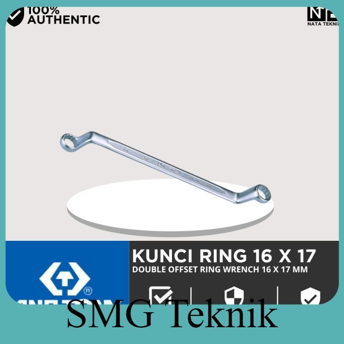 Terbaik KING TONY Kunci Ring 16 x 17 KING TONY 75° Offset Ring Wrench 16 x 17 DCS543