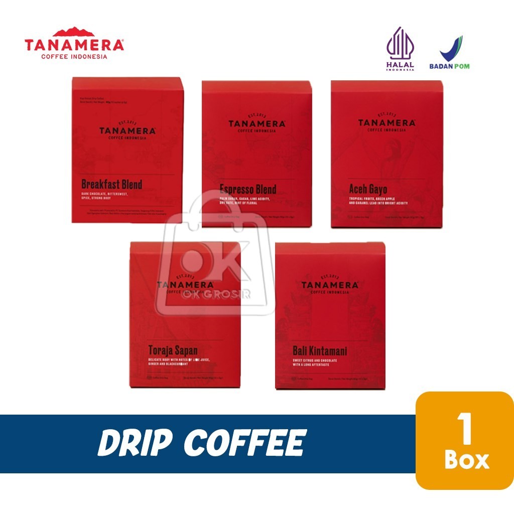 

Kopi Bubuk TANAMERA Drip Coffee Blends (1 Box isi 10pcs)