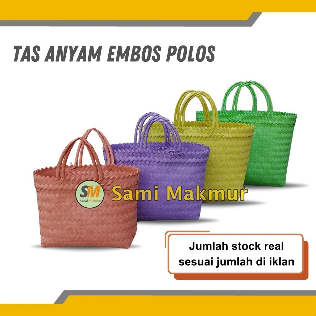 

Tas Anyaman Plastik EMBOS POLOS Untuk Hampers Parcel Souvenir Hantaran Muat Kotak Nasi dan Snack