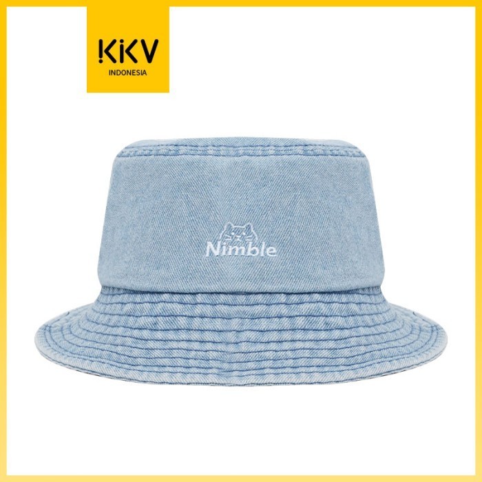 "W.H.Sw" -  PROMO KKV QD Topi Bucket Hat Basic Pria Wanita Washed Denim Jeans Vintage - Blue