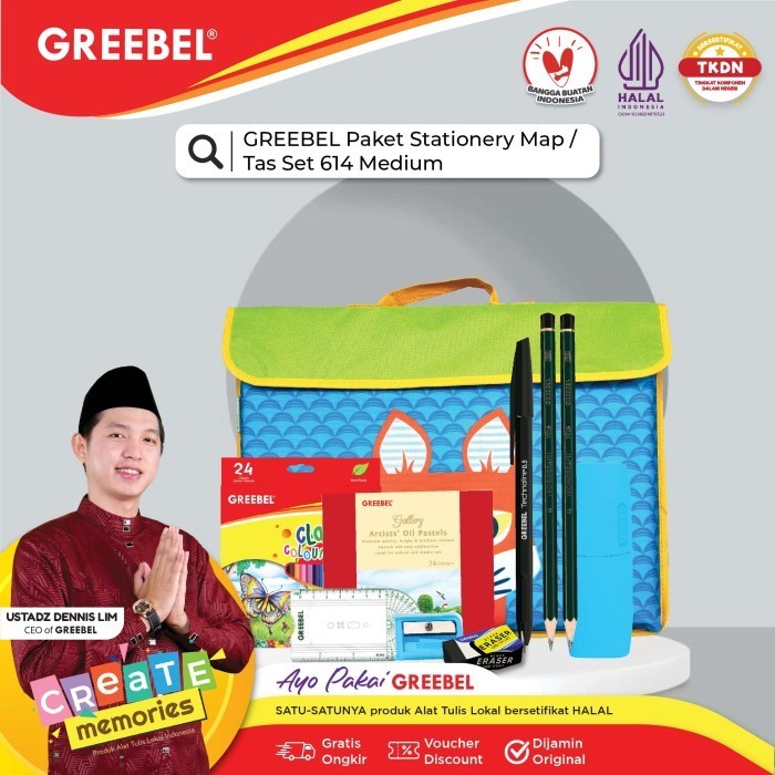 

TX GREEBEL Paket Tas Set 614 Medium /Stationary/Stationery/Alat Tulis Set