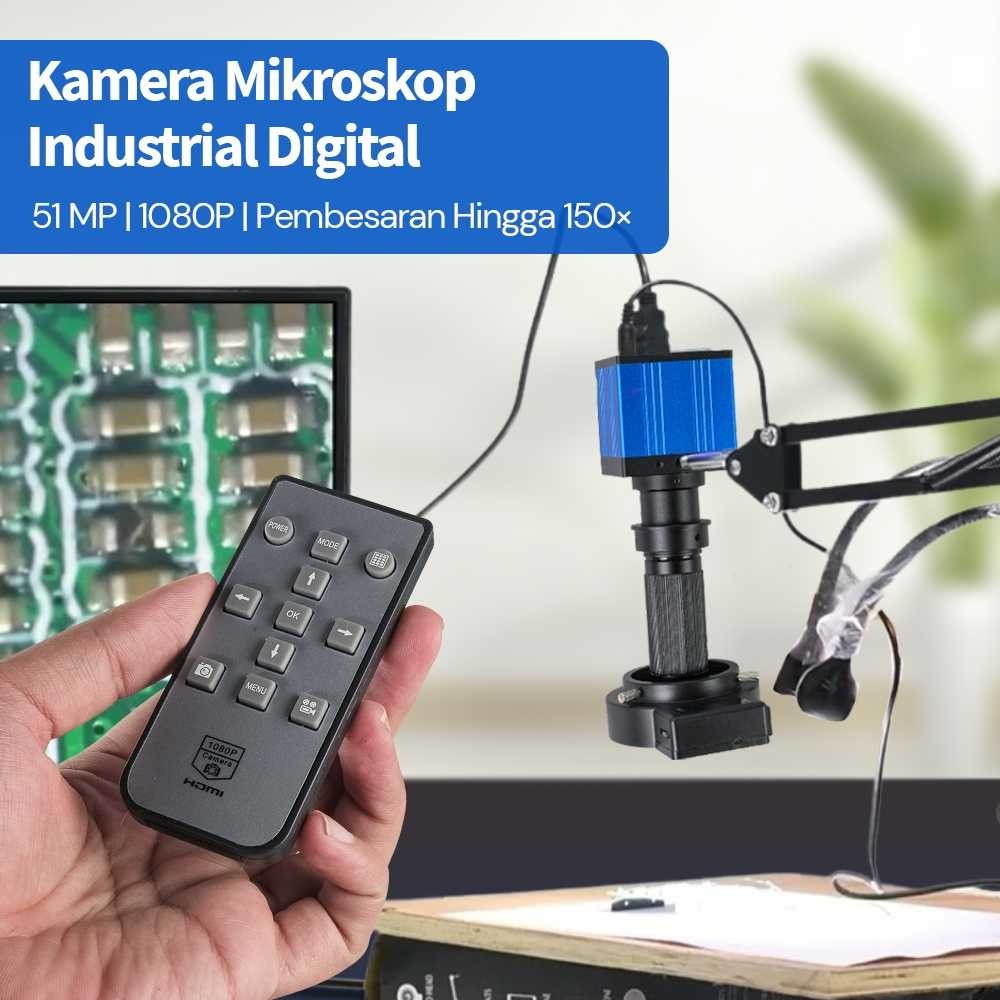 

HAYEAR Kamera Mikroskop Industrial Digital 51MP 1080P 150X LED USB - MIC-213