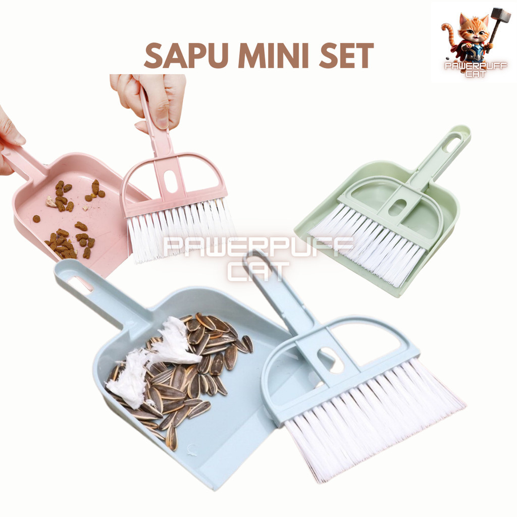 PPC Sapu Pengki Set Kecil Mini Pembersih Debu Serokan Bulu Kucing