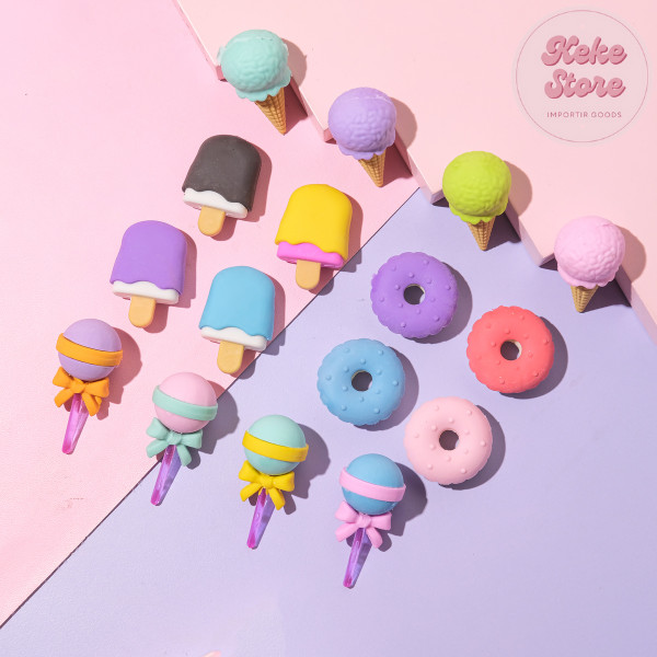 

Penghapus 4 Pcs / Set Lucu Bentuk Es Krim Karet Hapus Lolipop Donat