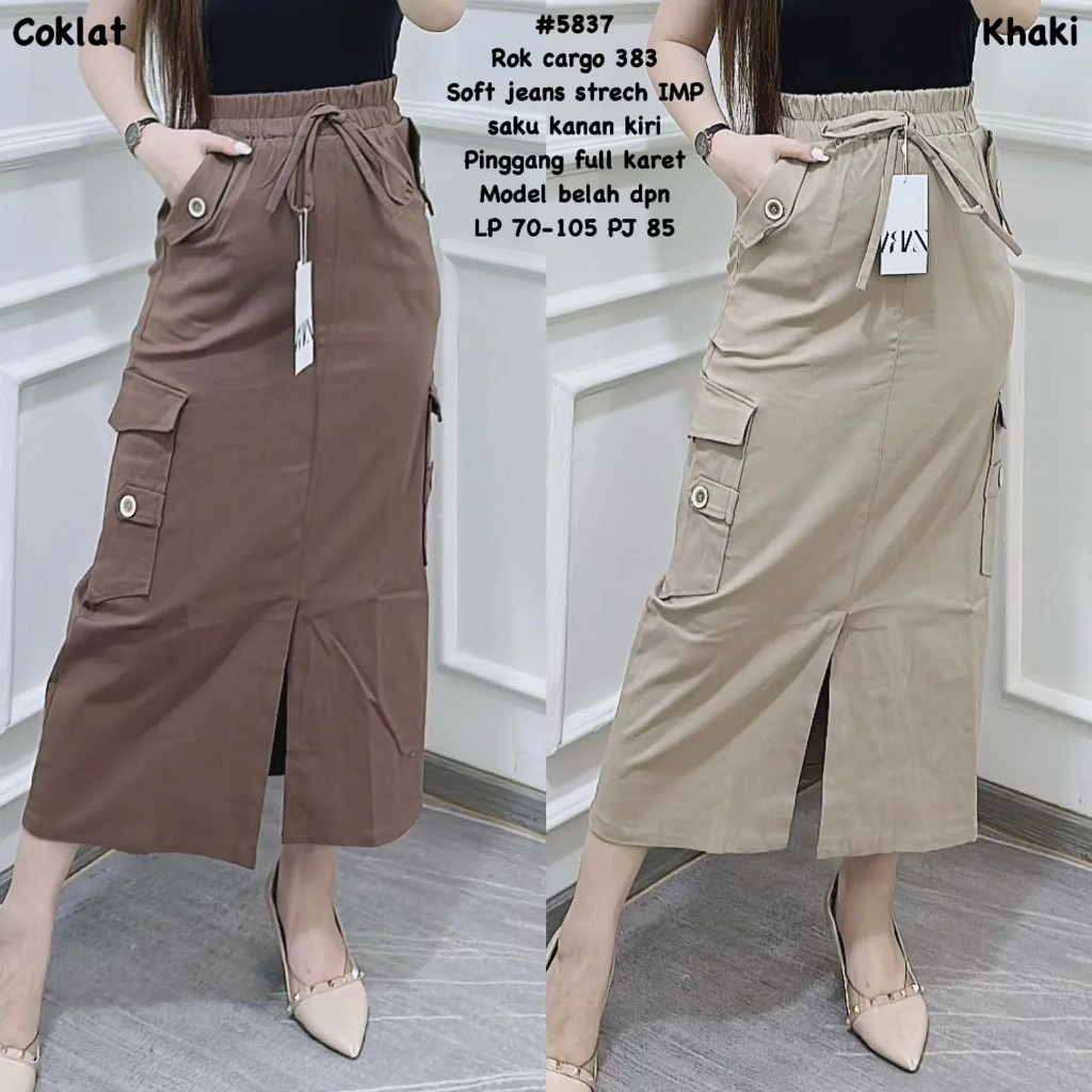 DO - Cargo Rok Twill Strecth Span Skirt Belah Cheza Cargo Skirt #4 Bawahan Wanita Remaja Kekinian Te