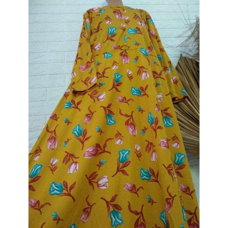 Gamis  Hyget Jumbo   Kain Melar Gamis Harian Jumbo//BAJU WANITA MODEL BARU / MURAH PROMO