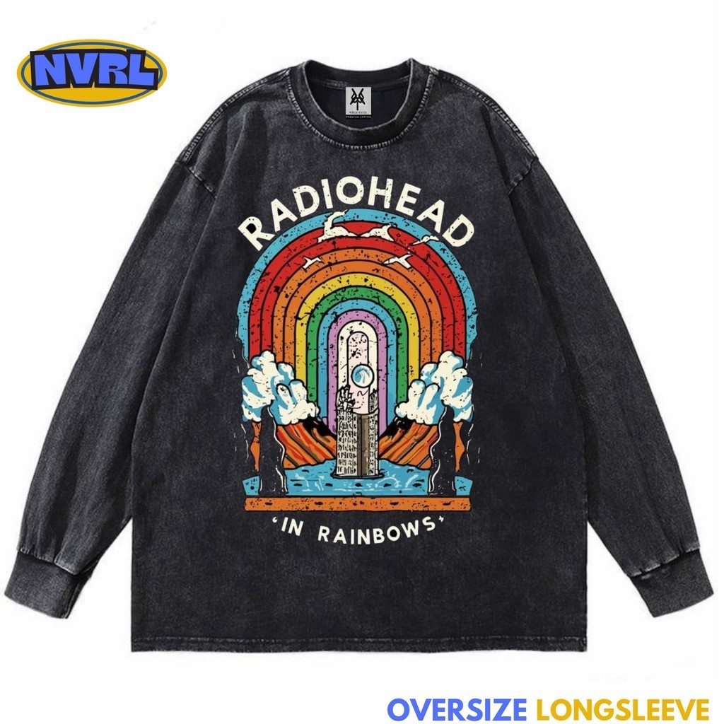 Kaos oversize longsleeve radiohead in rainbows washed washing vintage tee