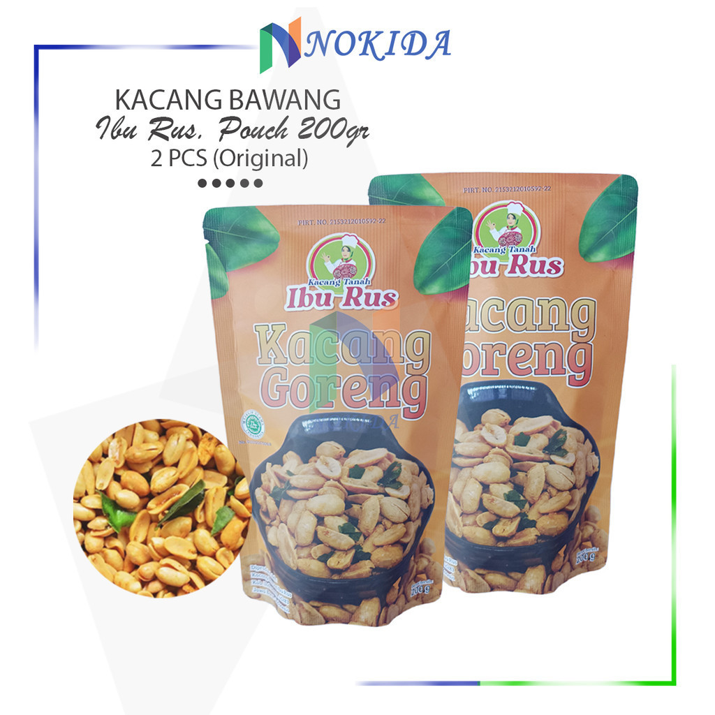 

Nokida Kacang Bawang Ibu Rus [Original/200gr/2 Pcs] Kacang Goreng / Cemilan Kering Gurih Asin Pouch Foil 200 Gram