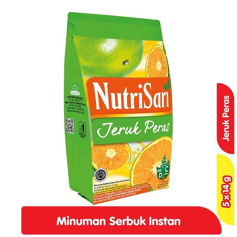 

NutriSari Jeruk Peras 5 x 14 g - Minuman Buah Vitamin C