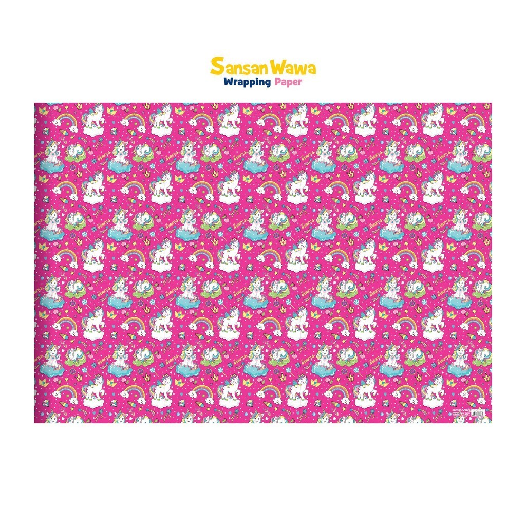 

Kertas Kado Sansan Wawa Uk Jumbo 70x100 cm - motif Unicorn isi 5 Lbr