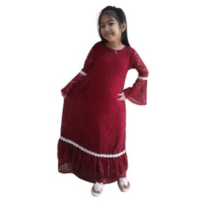 Gamis anak brukat renda syaquilla 2-12 tahun