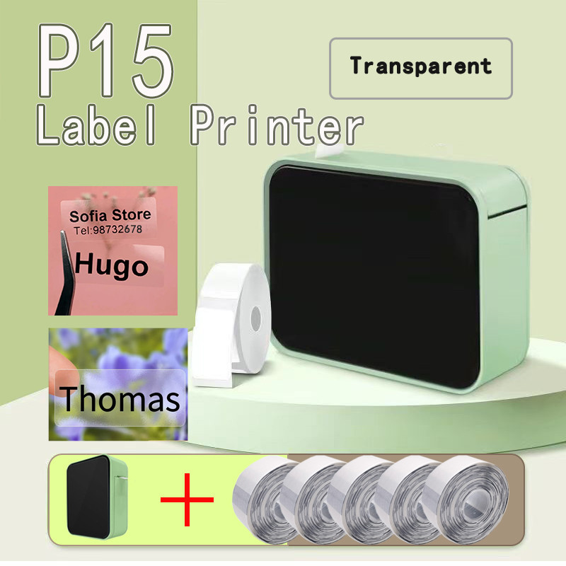 

P15 Transparent Label Printer Mini Wireless Bluetooth Labeling Machine similar as D110 Handheld Printer Lucency name Sticker