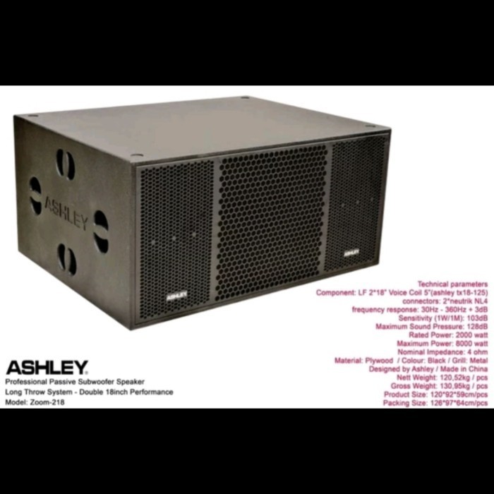 Subwoofer Pasif Ashley Zoom 218 / Zoom218 2x18inch Original