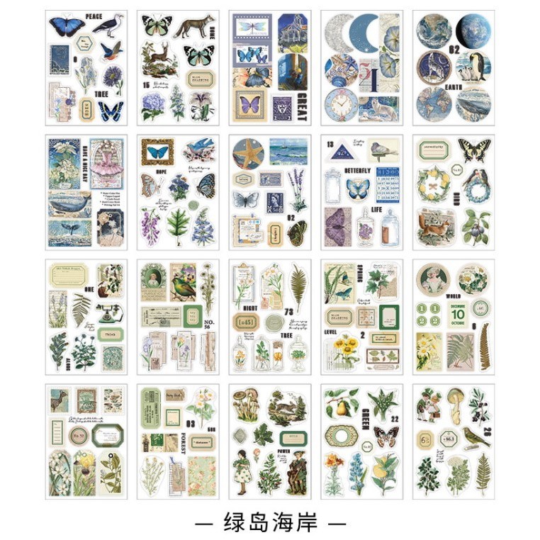 Buku Sticker Vintage Scrapbook Isi 20 Lembar Retro Stickers Aesthetic - GARDEN DIARY