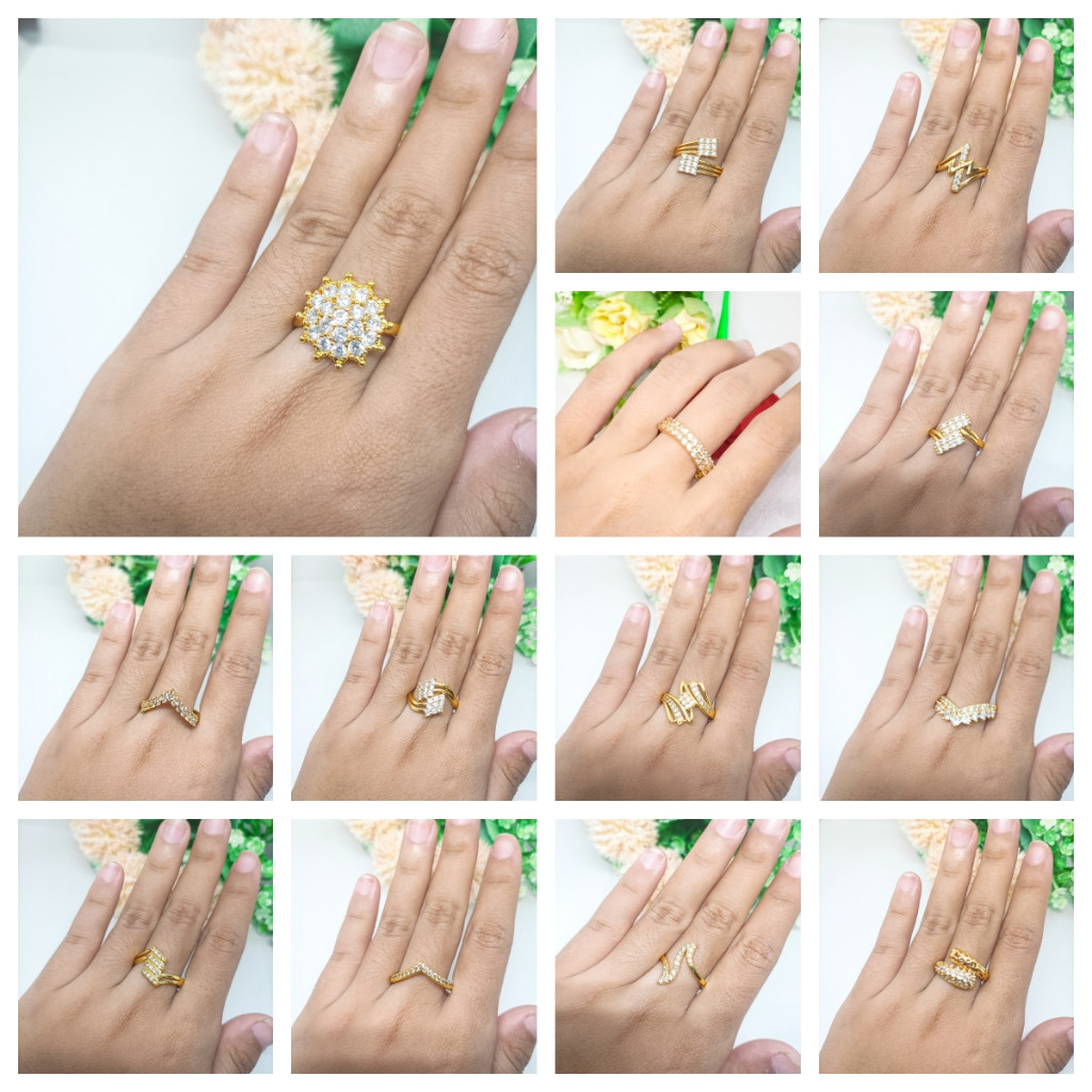 COD Cincin Titanium Wanita Anti Karat Mewah Berlian Emas Fashion Korea Aksesoris Cincin Terbuka Terb