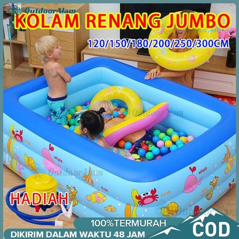 (free pompa set) 2m 3m kolam renang / Kolam Renang Anak Bahan Karet Tebal / kolam renang anak besar 