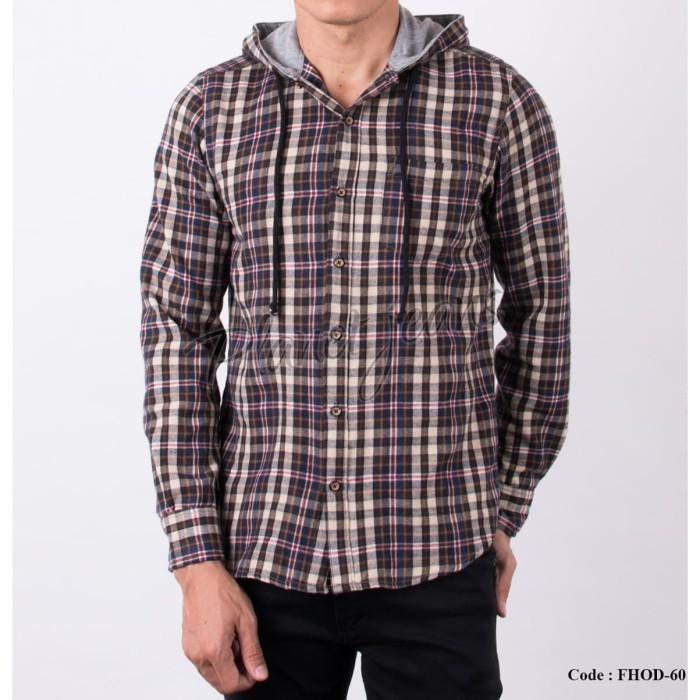 Kemeja Flanel Kupluk Pria model Jaket Hoodie - FHOD60