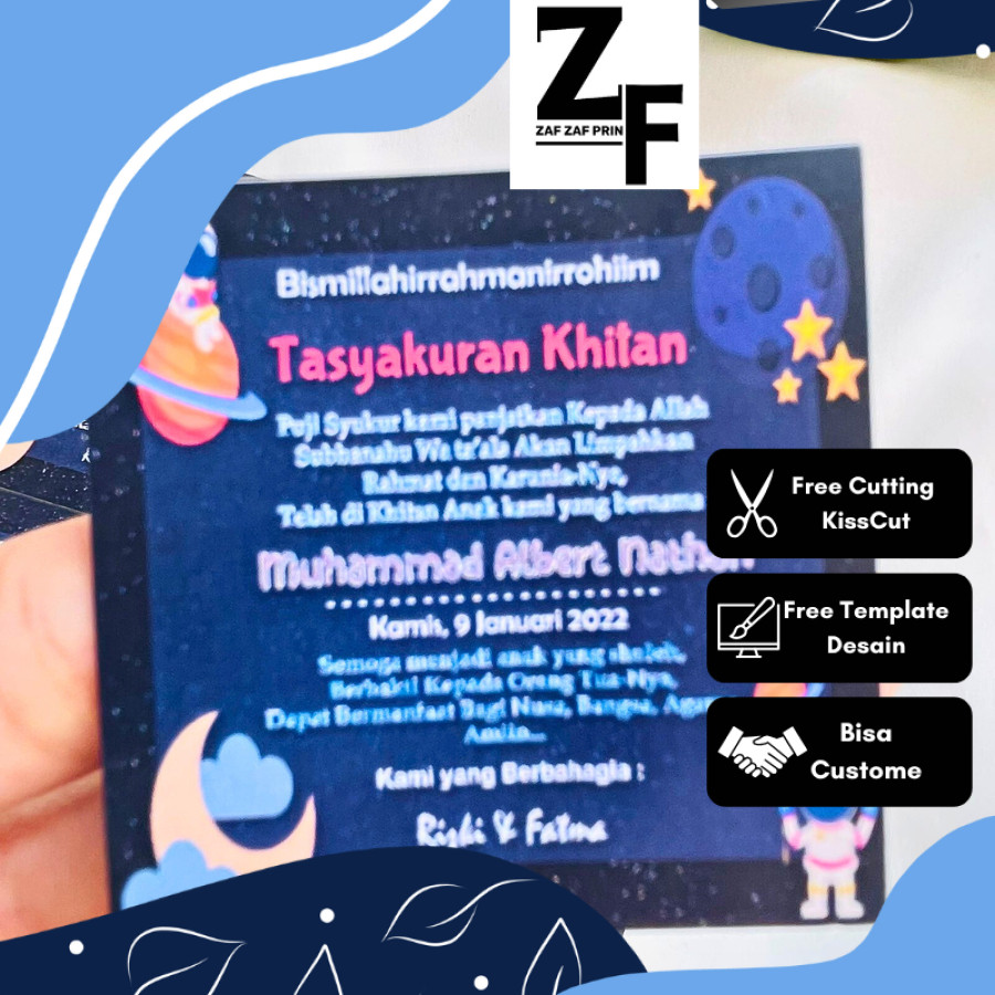 

ZAF 12-15 Cetak stiker syukuran khitan kotak tasyakuran walimatul khitanan custom unik