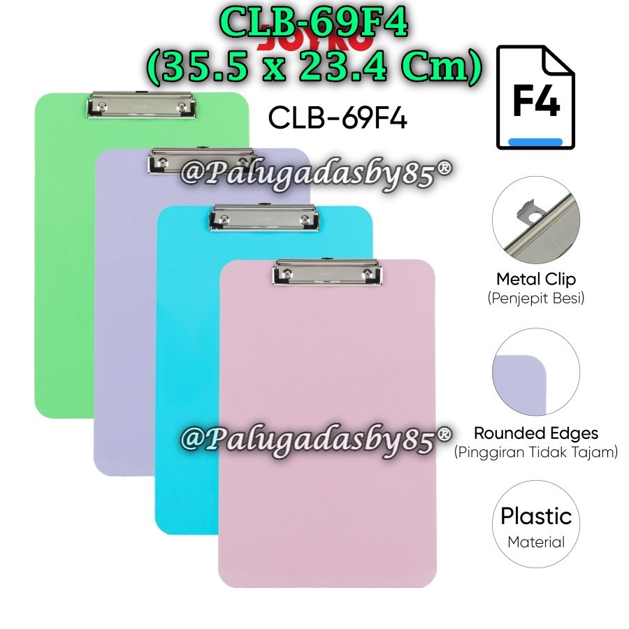 

(1 Biji) GROSIR Clipboard JOYKO CLB-69F4 Pastel / Clipboard Papan Jalan Alas Ujian Joyko CLB-69 F4