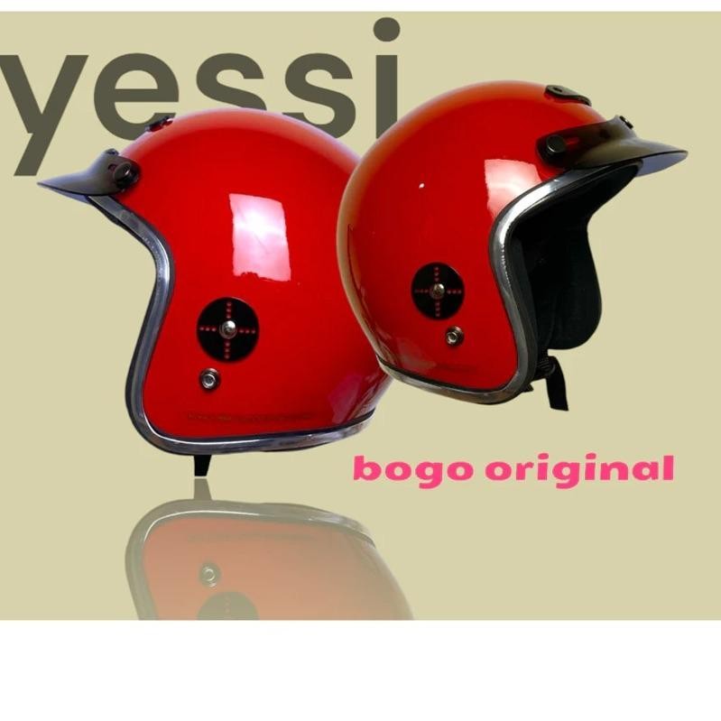 HELM BOGO YESSI LIS CROME  HELM PRIA/WANITA DEWASA VARIASI PET TRASNPARAN CUSTOM_MOTORCYCLE