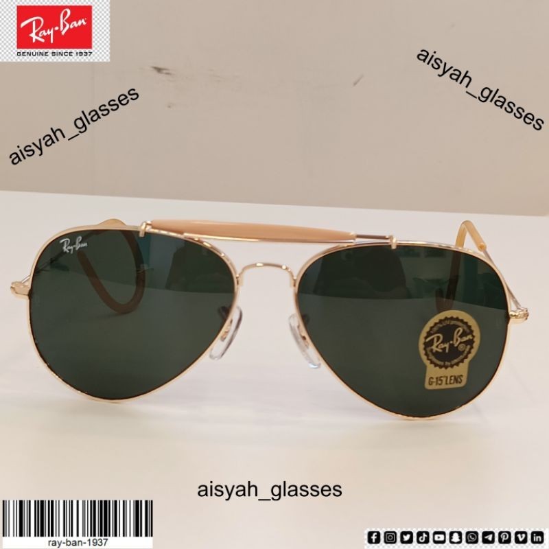 kacamata rayban BL pria aviator frame gold kaca hitam 62