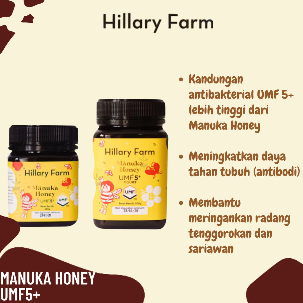 

Hillary Farm Manuka Honey UMF5+ 500gr & 250gr - Madu Manuka New Zealand