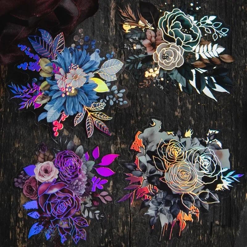 

20pcs/pack Aesthetic PET Stickers Twinkle Flowers Sticker Decor Junk Journal DIY Scrapbooking Supplies Art Collage Stationery