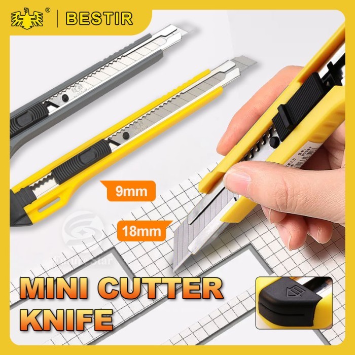 

Pisau Cutter Besi Knife 18mm Pemotong Kertas Kardus Serbaguna Stainless Steel Cutter Retractable Snap-off Blade Set For Heavy Duty Office, Home, Arts Crafts, Hobby