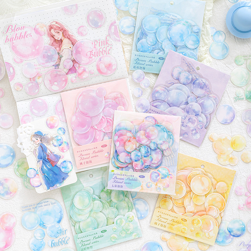 

30 Sheets INS Bubble Sticker Pack Personality Diary Junk Journal Handbook DIY Collage Decoration Scrapbooking School Stationery