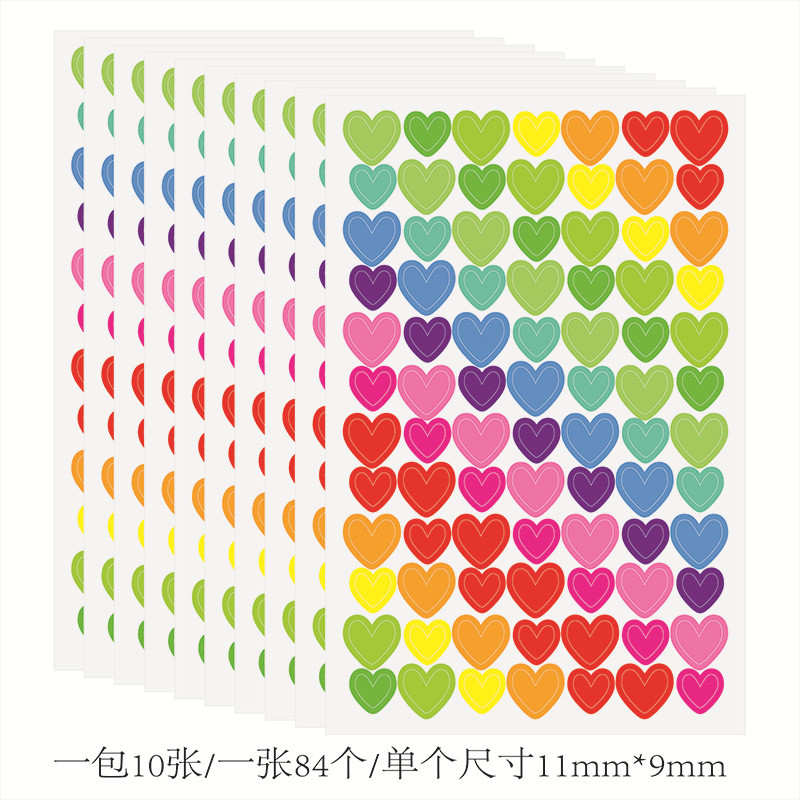 

10PCS Mixed Stickers Paper Dots Heart Star Children Cute Colored Sticker Toys Album Diary Decoration Sticker Label