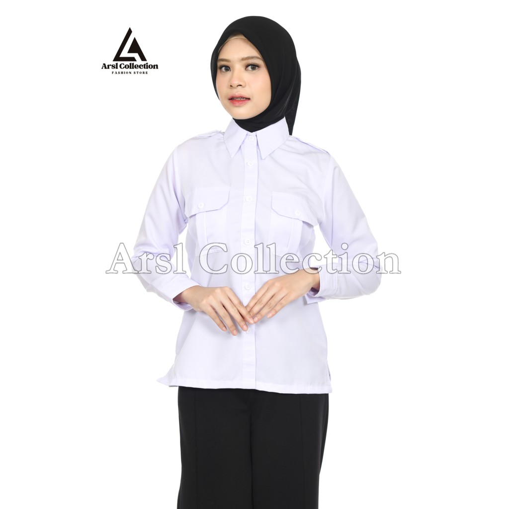 Baju Dinas Putih PNS Wanita – Seragam Resmi Lengan Panjang & Pendek