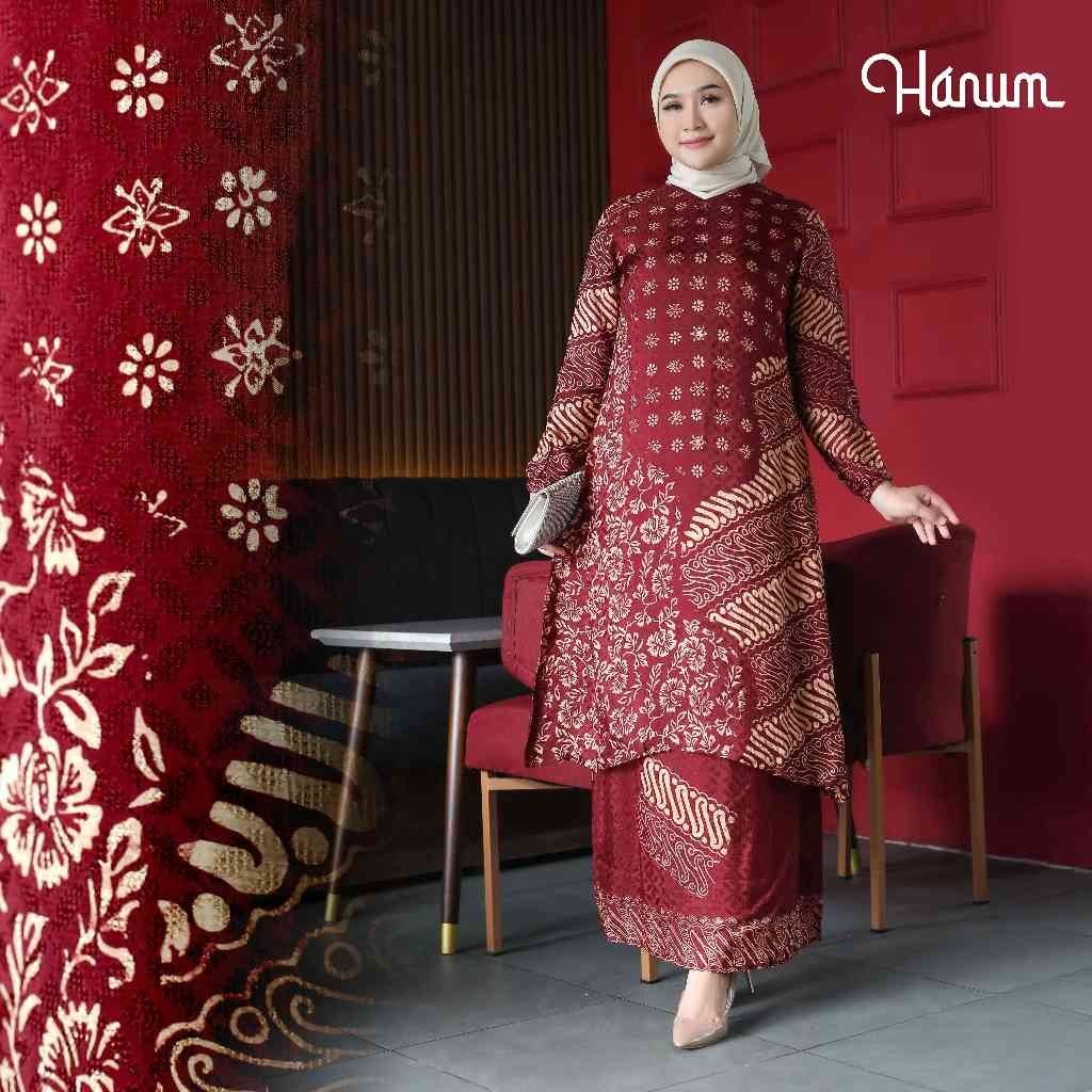 SET BATIK SUTRA GAMIS BATIK MODERN GAMIS PESTA MEWAH GAMIS WISUDA SET TUNIC ELEGANT GAMIS BATIK KEKI