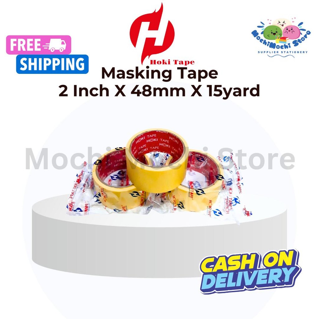 Masking Tape Lakban Kertas 2inch x 48mm x 15yard | Masking Tape 2 Inch | Masking Tape Kuning | Lakba
